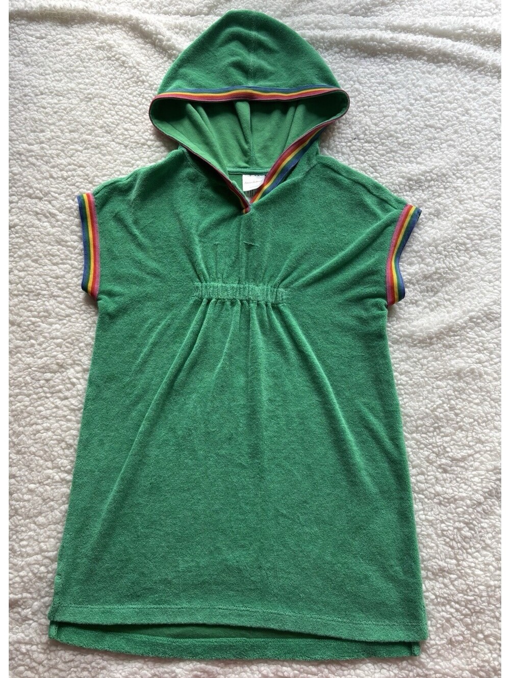 Hanna Andersson Kids Green Terry Hooded Swim Cover Up Rainbow Trim Size 110 US 5